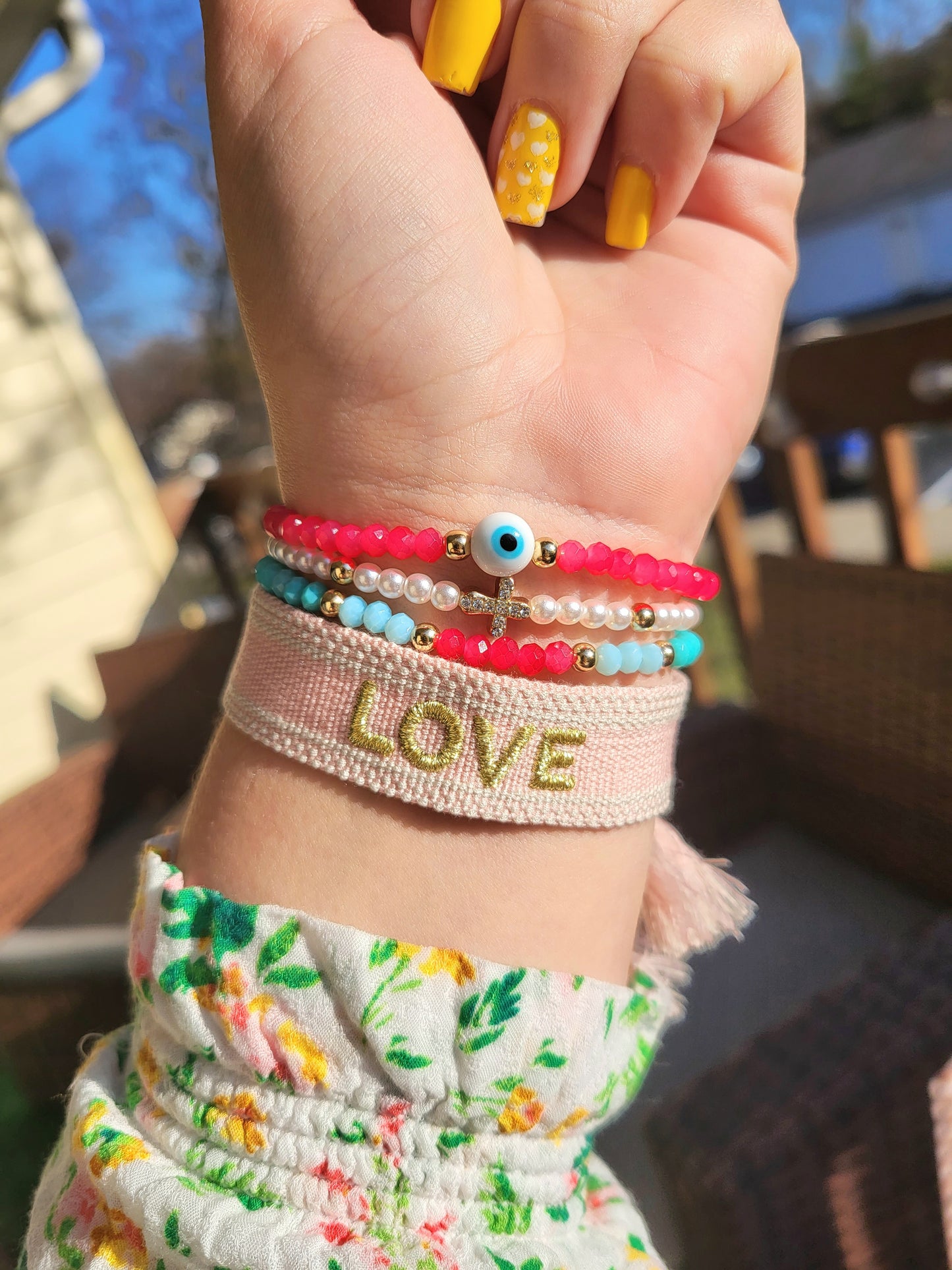 Bracelets Pink and Turquoise